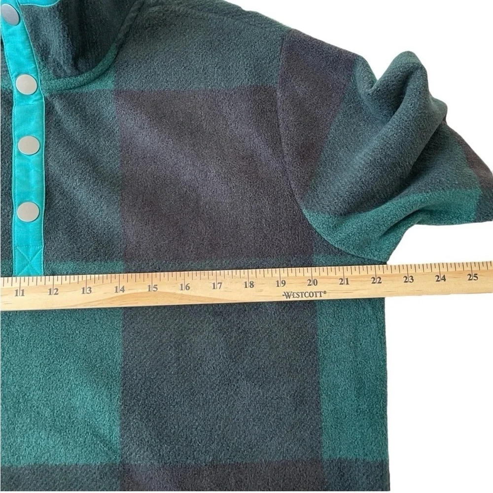 Bonobos Sweater Pullover 1/4 Snap Mens S Green Black Plaid Fleece Oversized